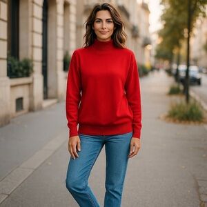 Vintage PSHBY Red 100% Lambswool Turtleneck Sweater Medium